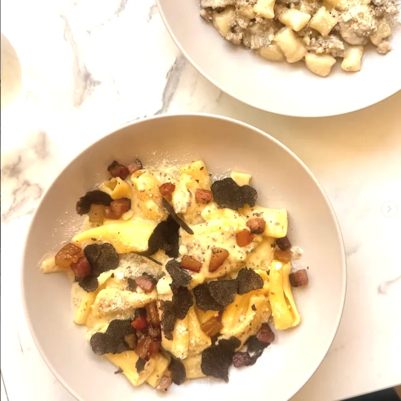 Pasta with truffle, sage and pancetta